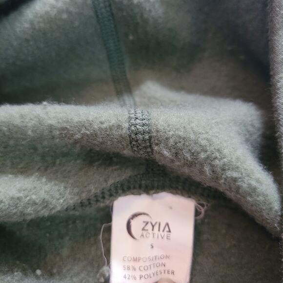 Zyia Active Size S Oh So Soft Olive Hoodie Cowl Neck Kangaroo Pocket Comfy Cozy - Picture 10 of 12